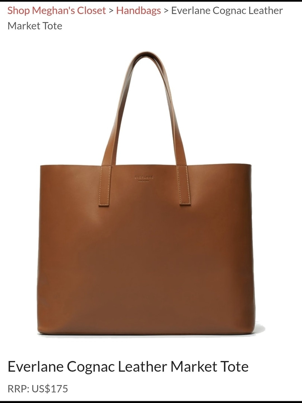 Everlane Cognac Leather Tote Bag